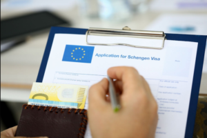 Traveler applying for a Schengen visa through an online platform